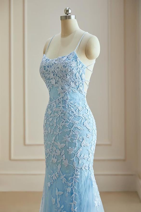 Sheath/Column Square Neckline Sleeveless Court Train Lace Prom Dress With Appliques Lace
