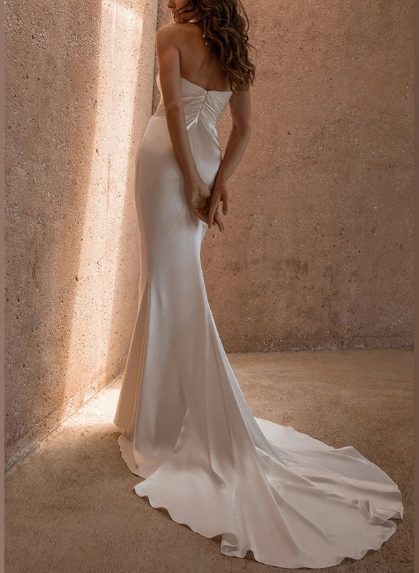 Vintage Trumpet/Mermaid Cowl Neck Silk Like Satin Wedding Dresses