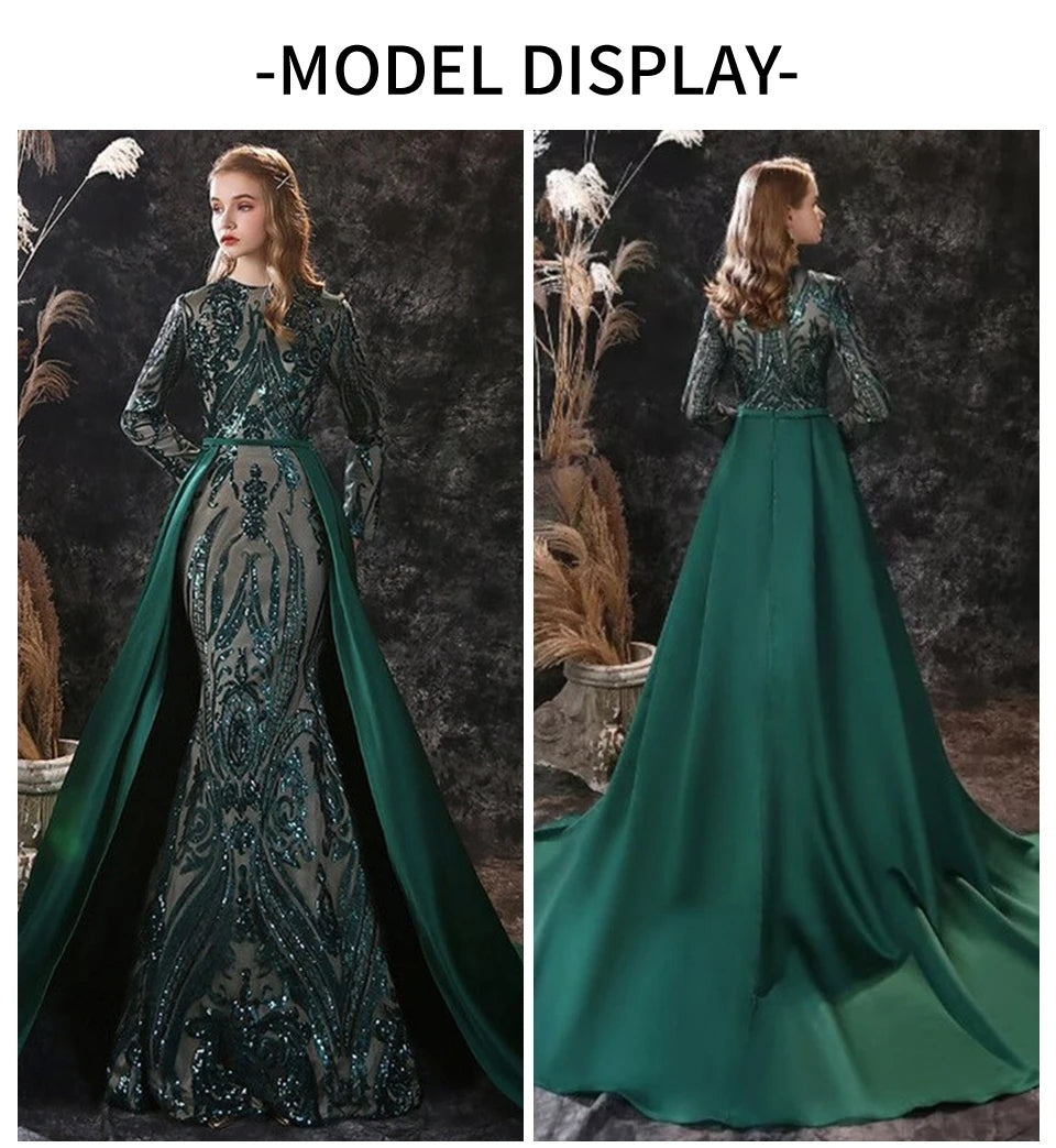 Sequined Long Sleeves One-Shoulder Prom Dresses