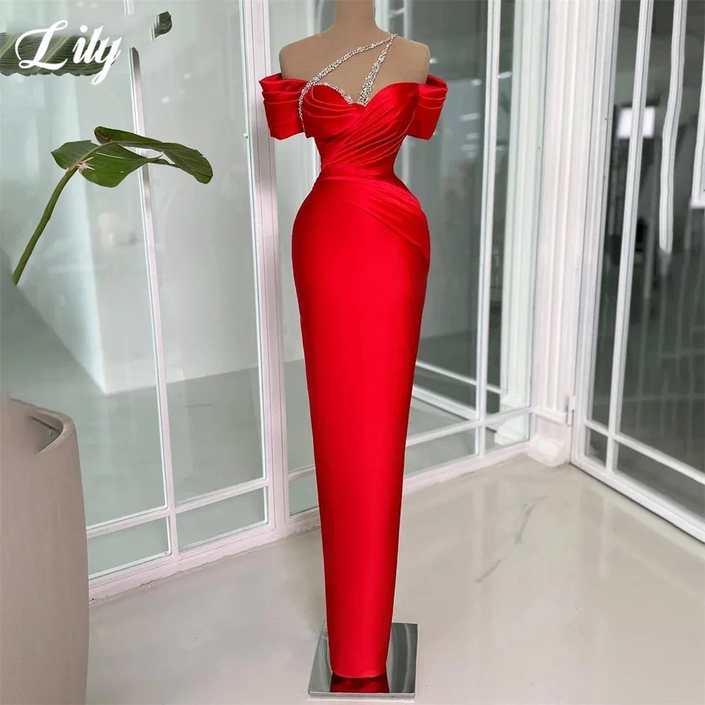 Sheath/Column One-Shoulder Sleeveless Floor-Length Satin Prom Dresses