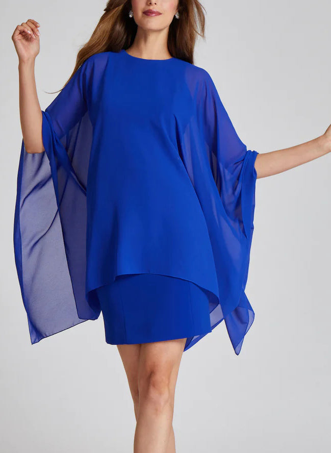 Blue Wrap Elegant Sheath/Column Cocktail Dresses