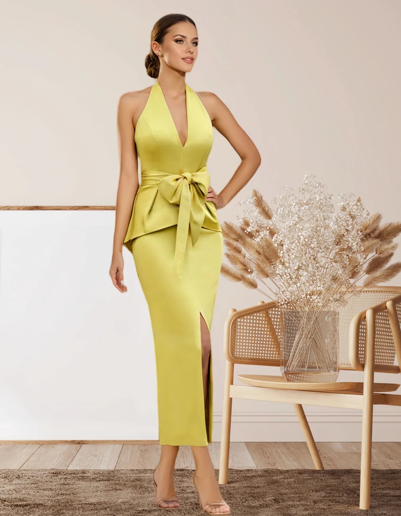 Simple Satin Plunge Wrap Cocktail Dresses