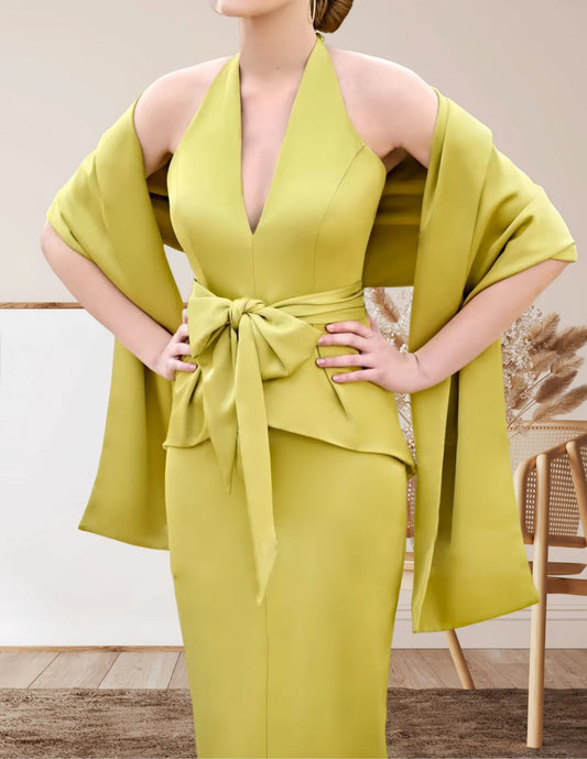 Simple Satin Plunge Wrap Cocktail Dresses