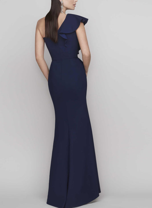 One-Shoulder Ruffles Mermaid Elastic Satin Evening Dresses