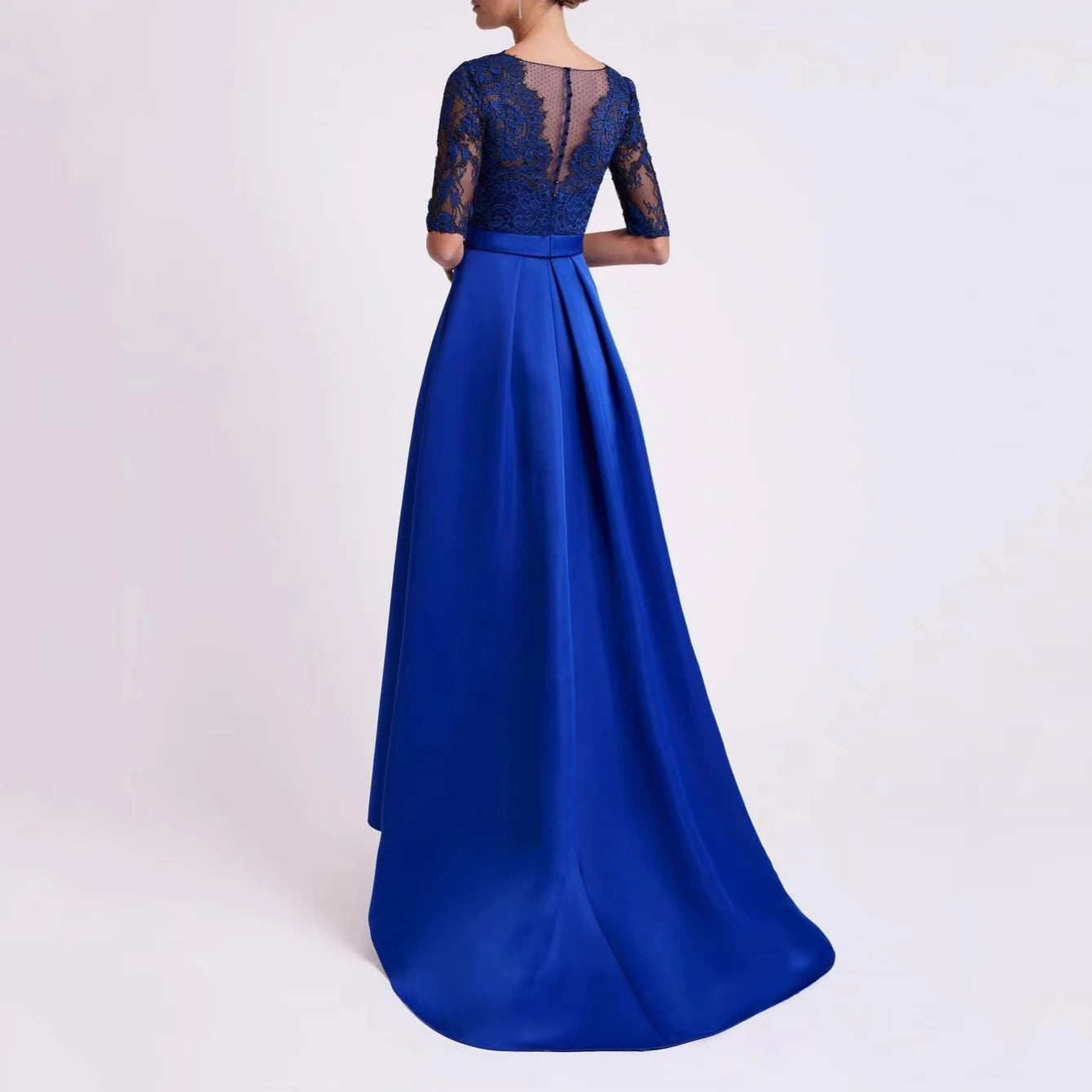 V Neck  Long Satin Lace A Line Вечернее платье Elegant Robe Be Soirée Prom Party Dresses with Train