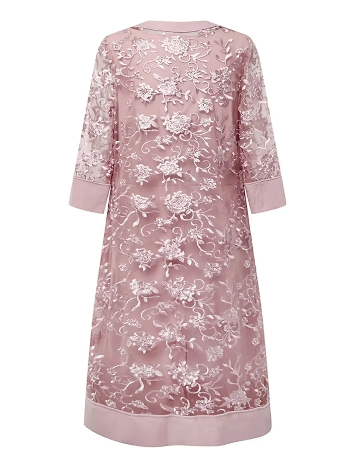 2-piece tight fitting/cylindrical round long sleeved chiffon bridal gown