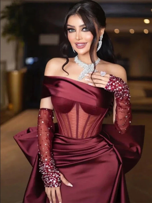 Sparkly Beading Sheath/Column Slit Prom Dresses