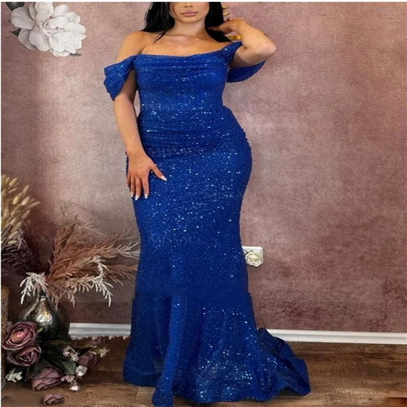 Sparkly Sequined Off-The-Shoulder Trumpet/Mermaid Prom Dresses