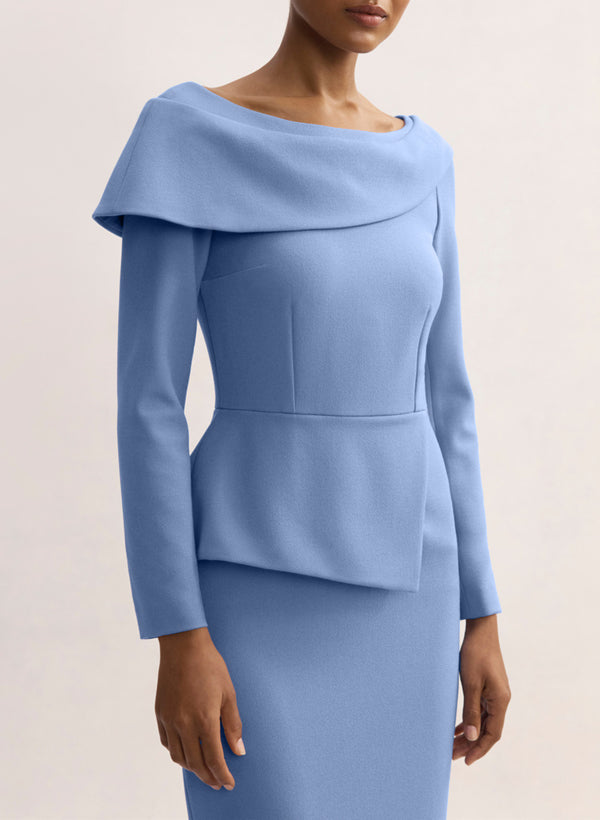 Sheath/Column Scoop Neck Long Sleeves Elastic Satin Cocktail Dresses