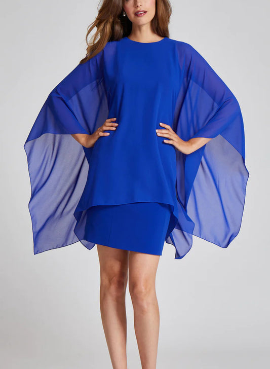 Blue Wrap Elegant Sheath/Column Cocktail Dresses