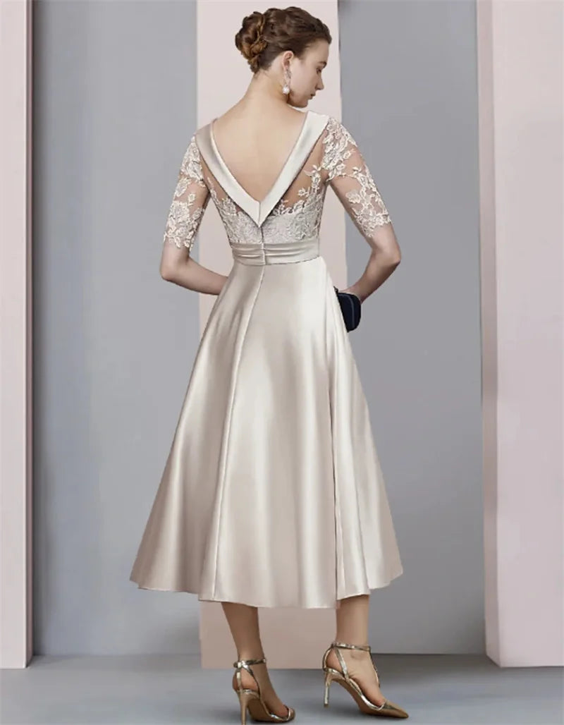 Elegant Cowl Neck A-Line Tea-Length Cocktail Dresses